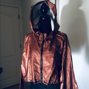 Bronze metallic jacket with hood